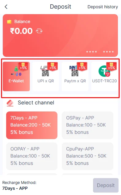 choose the payment method